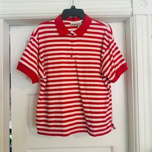 Red and White Striped Polo Shirt